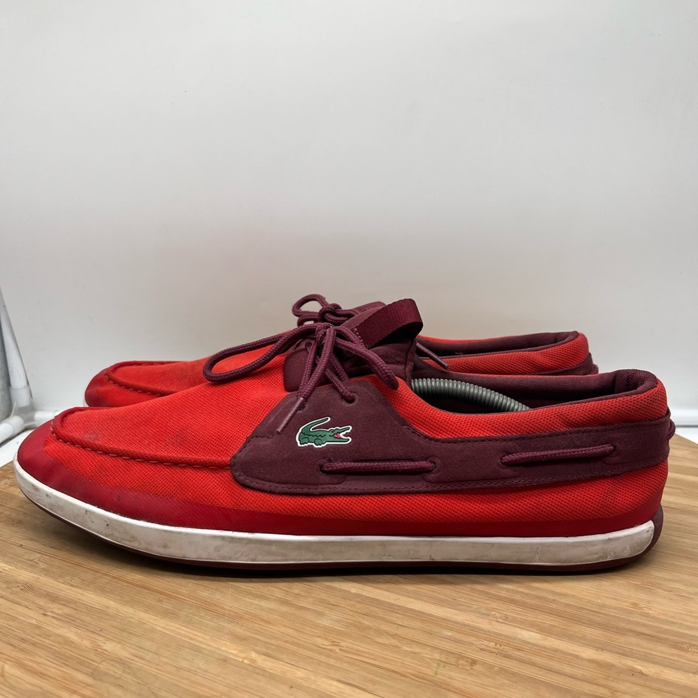 Lacoste Men's Landsailing Red Size 12 Boat Loafers‎ Comfort Shoe.